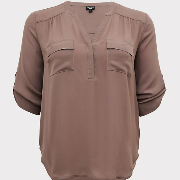 torrid Tops - Torrid | Harper - Georgette Pullover Blouse
- Tan